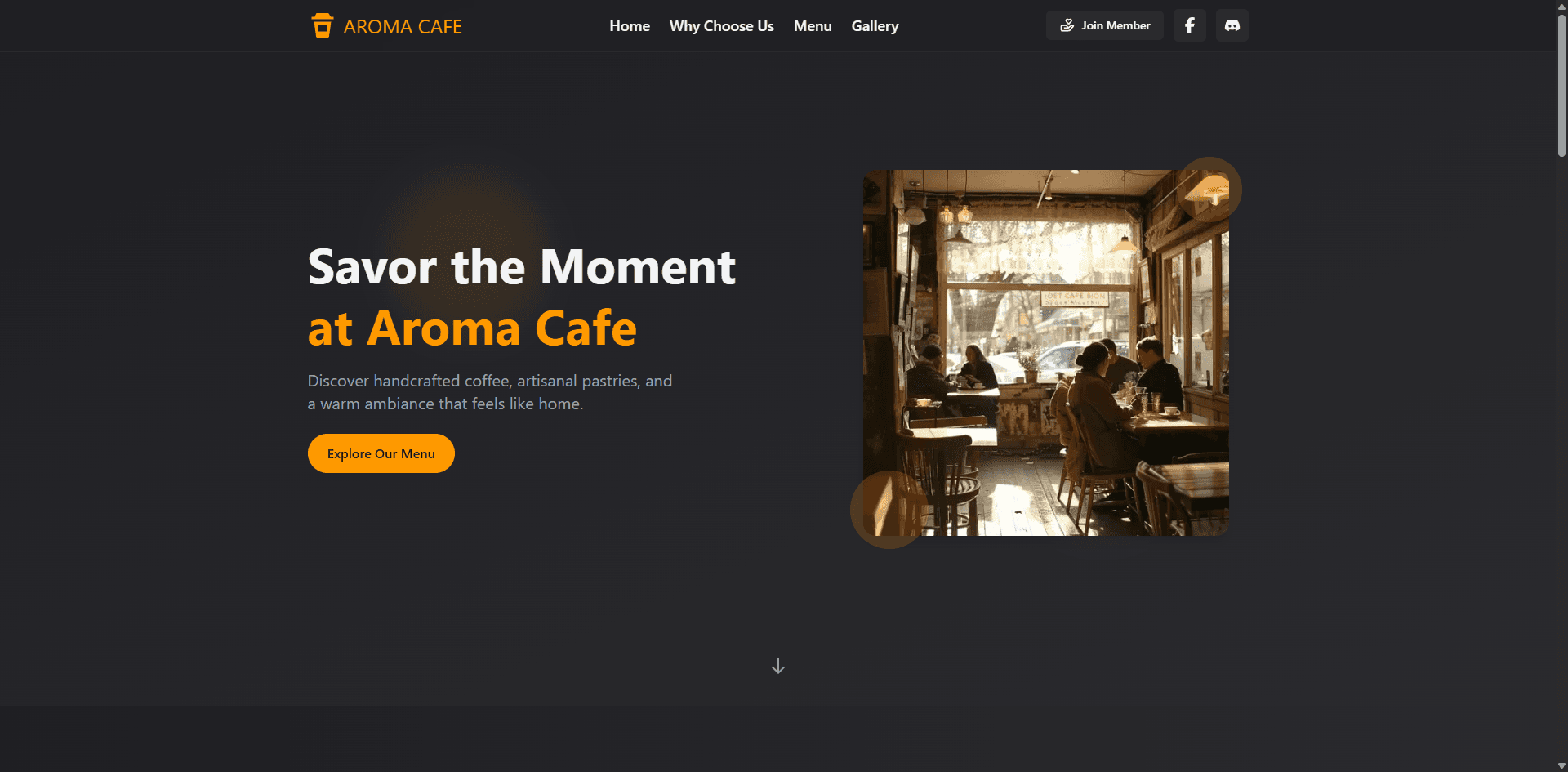 Aroma Cafe - Landing Page