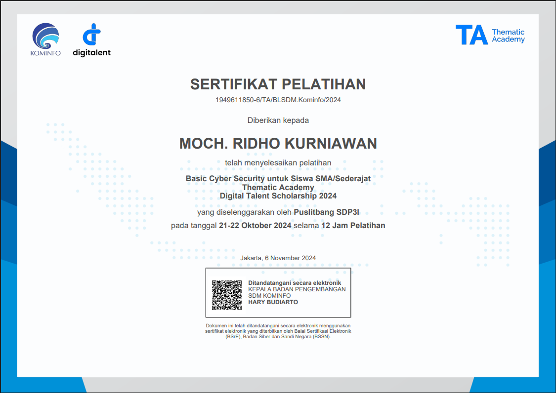 Pelatihan Basic Cyber Security - Digitalent